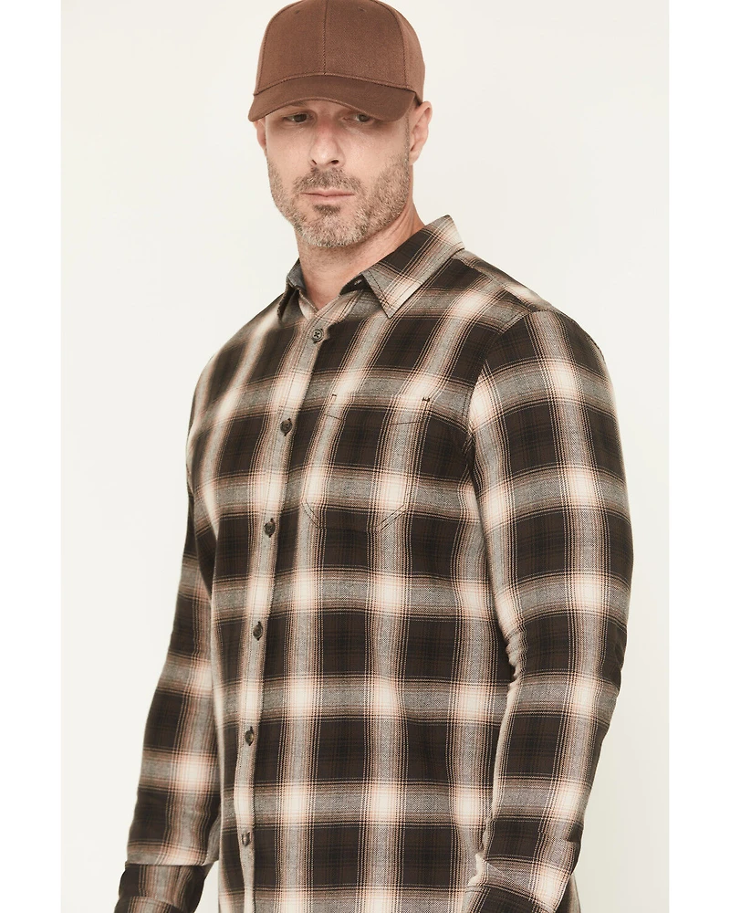 Brothers and Sons Men's Redwood Plaid Print Long Sleeve Button-Down Flannel Shirt