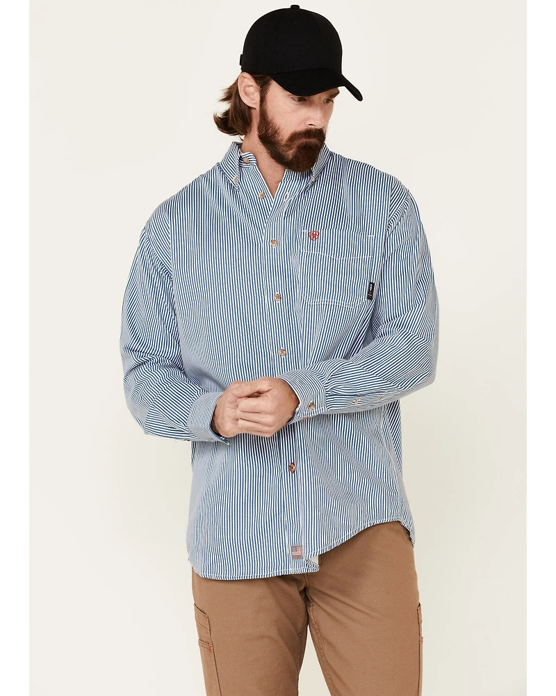 Ariat Men's FR Striped Long Sleeve Button Work Shirt