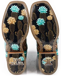 Tin Haul Women's Cactus Flower Western Boots - Broad Square Toe
