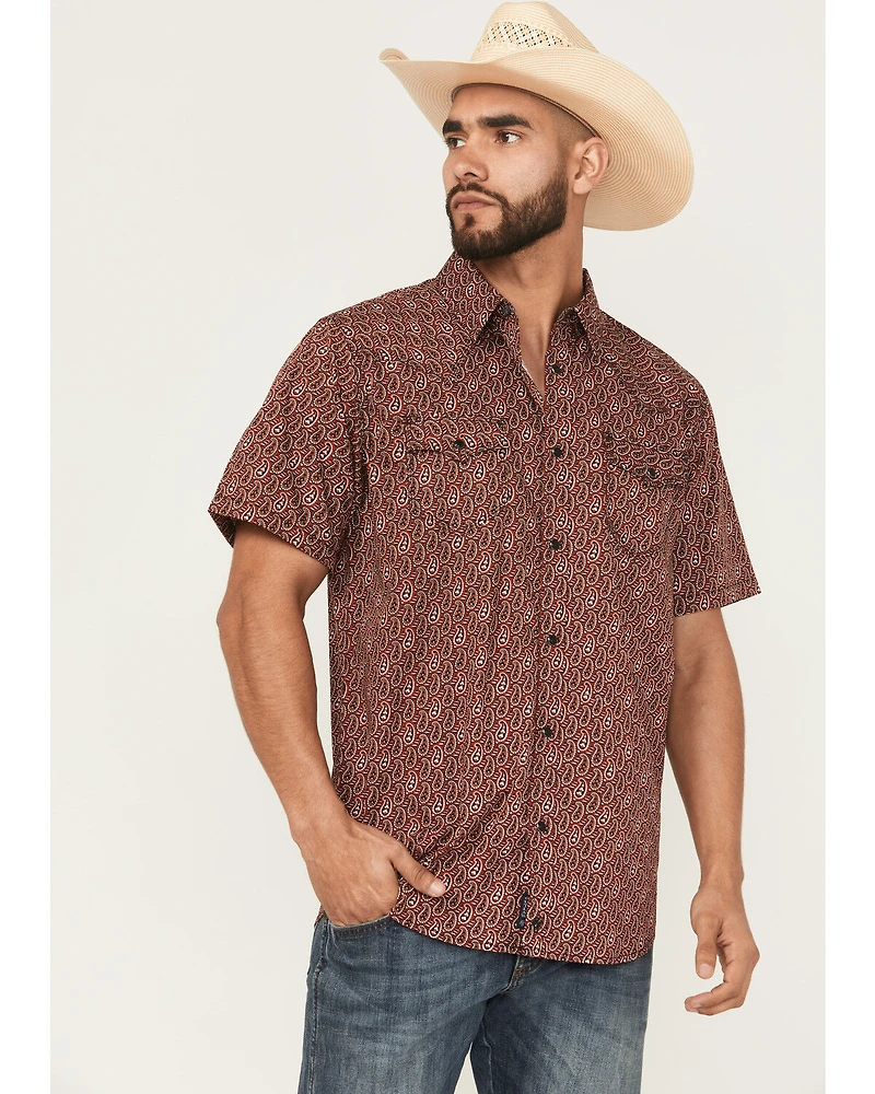 Moonshine Spirit Men's Lava Paisley Print Short Sleeve Snap Western Shirt