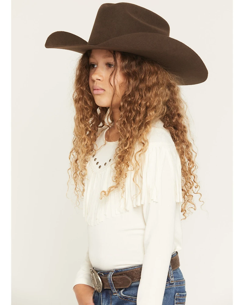 Shyanne Girls' Josie Fringe Studded Long Sleeve Shirt