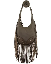 American West Women's Studded Fringe Crossbody Bag