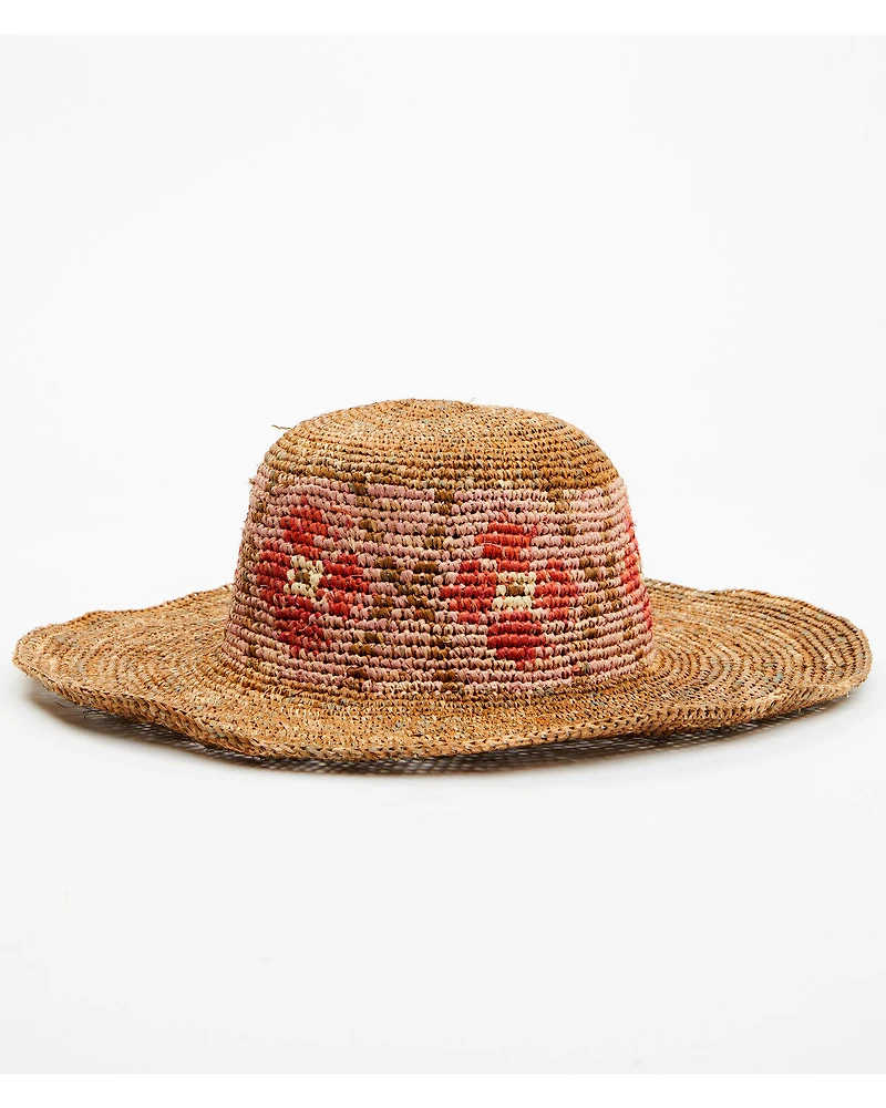 Shyanne Women's Floral Crochet Straw Fashion Sun Hat