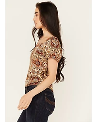 Idyllwind Women's Slaydon Tapestry Print Short Sleeve Shirt
