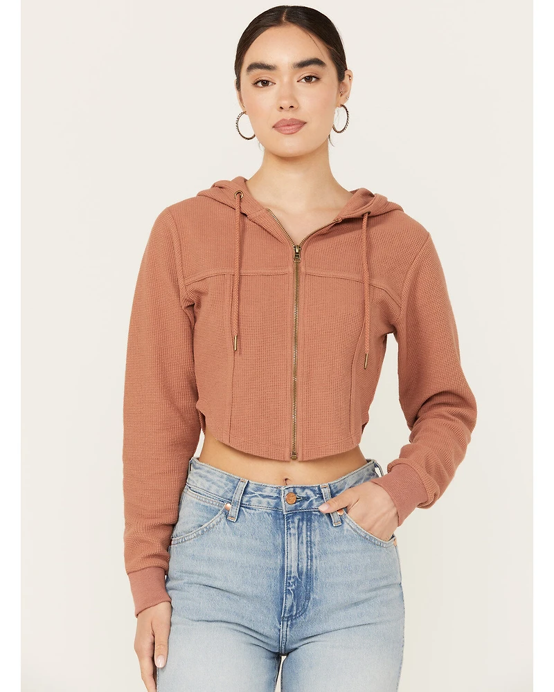 Cleo + Wolf Women's Corset Cropped Hoodie