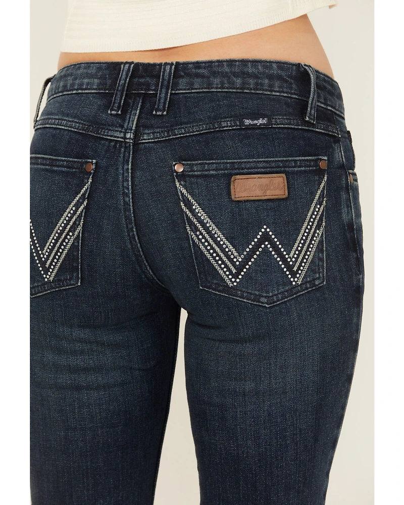 Wrangler Retro Women's Dark Wash Sierra Mid Rise Bootcut Stretch Denim Jeans