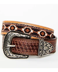 Cody James Men's Basketweave Billet With Southwestern Strap 3 Piece Buckle Belt