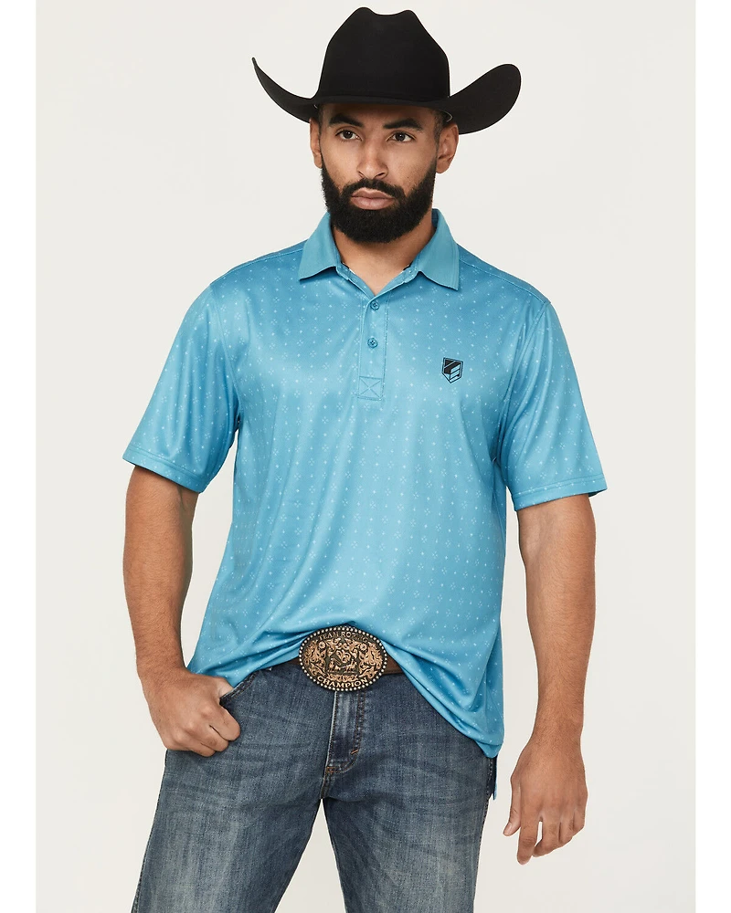 RANK 45® Men's Crossfire Geo Print Short Sleeve Polo