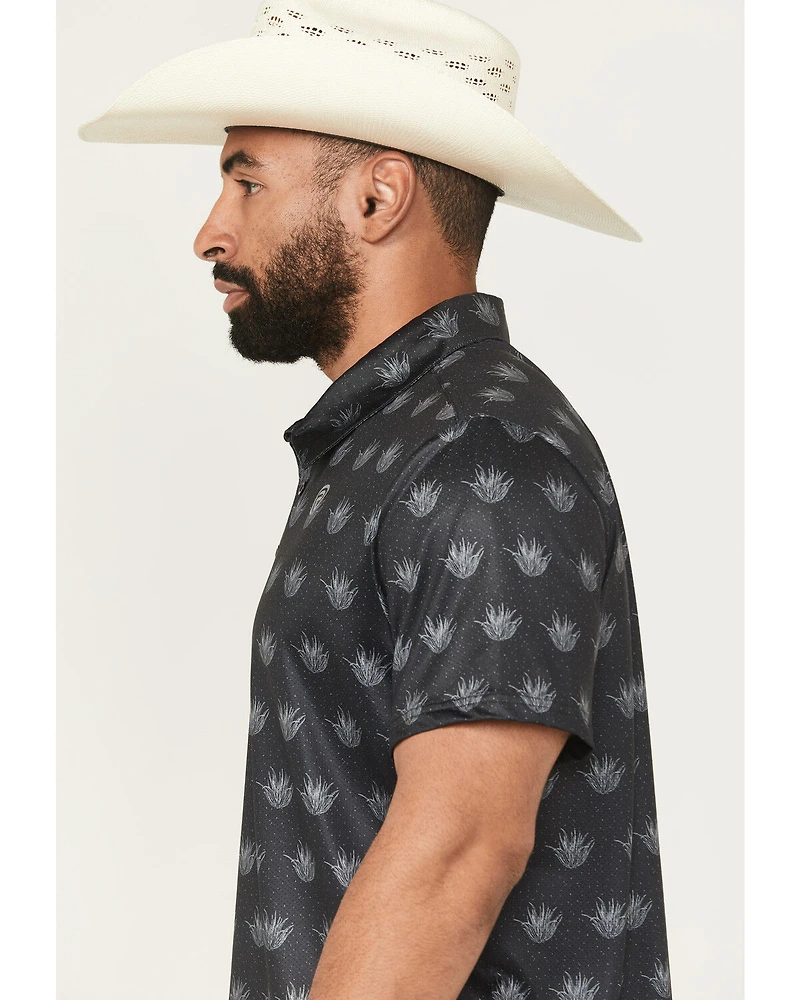 Rock & Roll Denim Men's Agave Print Short Sleeve Button-Down Stretch Polo