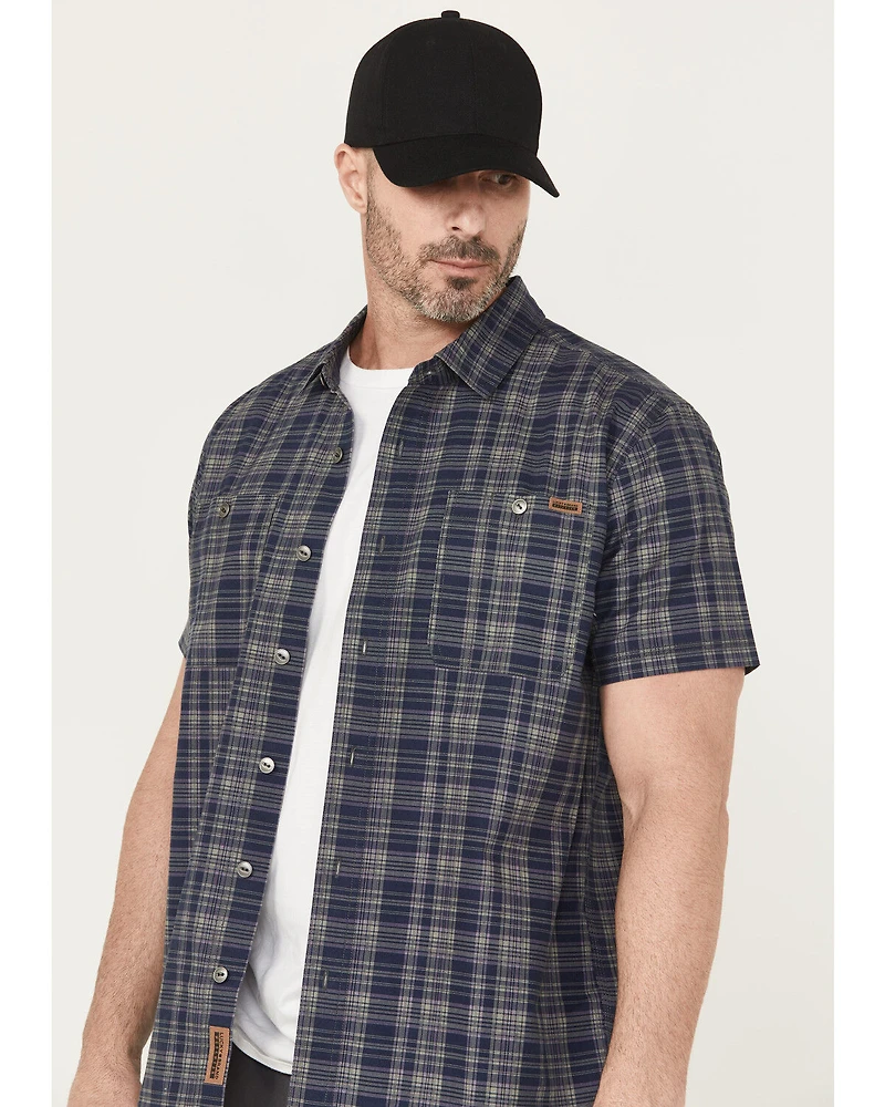 Lucky Brand Workwear Men's Plaid Print Short Sleeve Button-Down Work Shirt