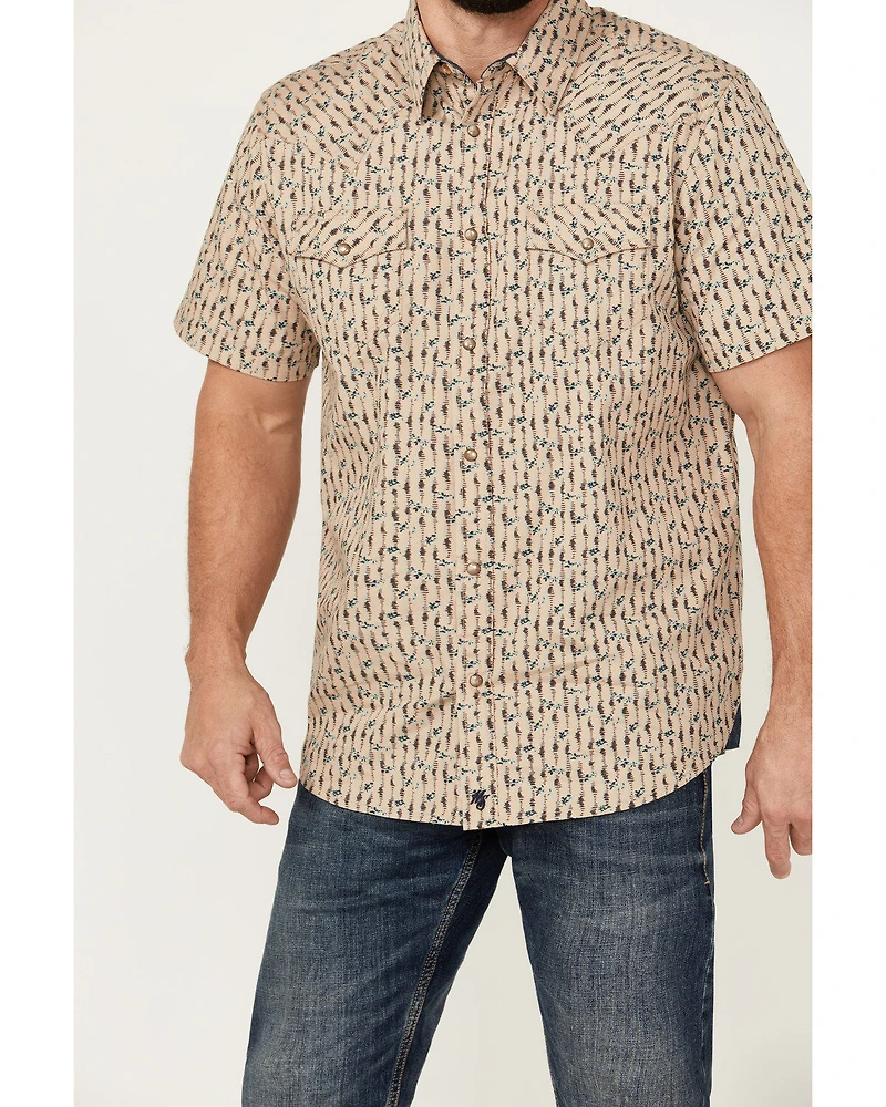 Moonshine Spirit Men's Vinyl Printed Short Sleeve Snap Western Shirt