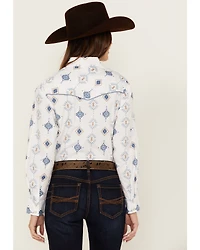 Ely Walker Women's Southwestern Print Long Sleeve Pearl Snap Western Shirt