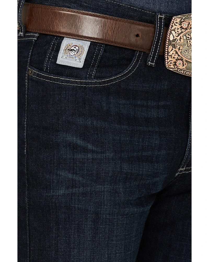 Cinch Men's Silver Label Dark Wash Slim Straight Stretch Denim Jeans