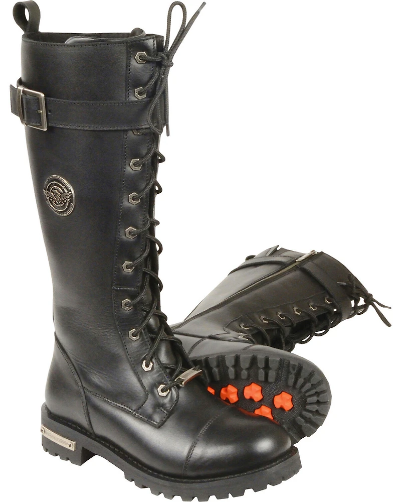 Milwaukee Leather Women's 14" Lace To Toe High Rise Boots - Round Wide