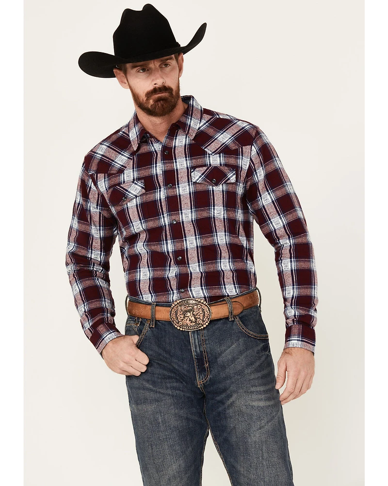 Cody James Men's Peace Treaty Plaid Print Long Sleeve Snap Flannel Shirt - Big