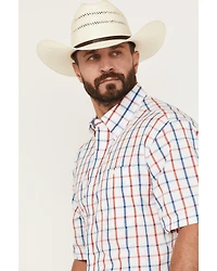 George Strait by Wrangler Men's Plaid Print Short Sleeve Button-Down Western Shirt