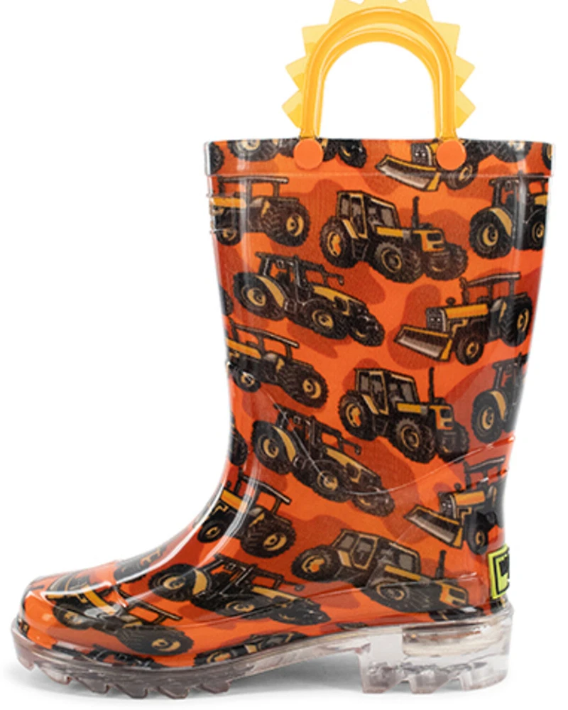 Western Chief Boys' Tractors Lighted Rain Boots - Round Toe