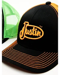 Justin Men's Assorted Embroidered Neon Logo Mesh Back Trucker Cap