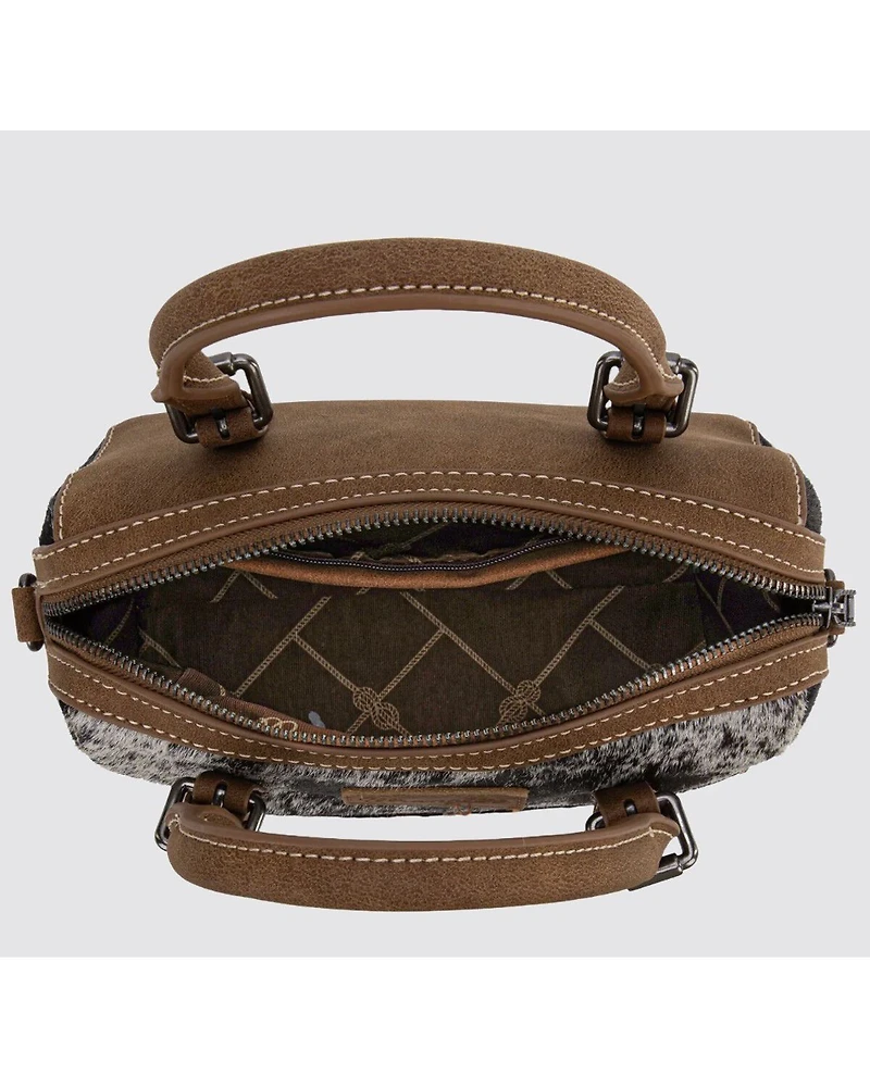 Wrangler Women's Genuine Cowhide Tooled Barrel Crossbody Bag