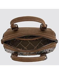 Wrangler Women's Genuine Cowhide Tooled Barrel Crossbody Bag