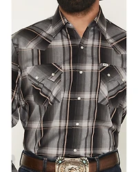 Ely Walker Men's Plaid Print Long Sleeve Pearl Snap Western Shirt