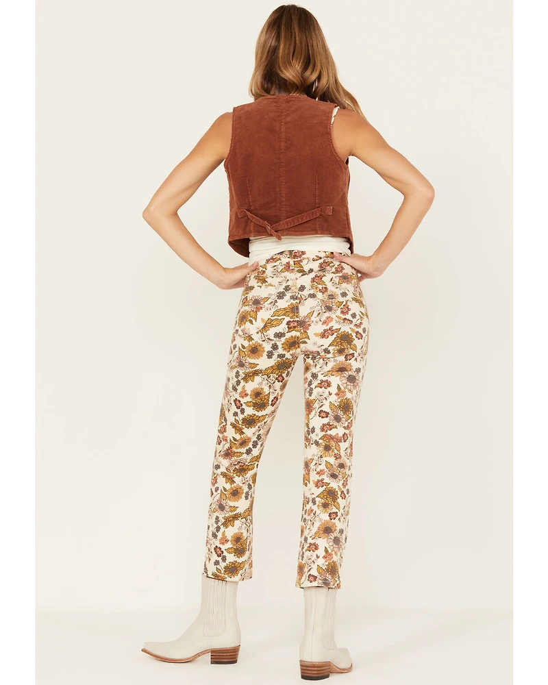 Cleo + Wolf Women's Country Garden Floral Print High Rise Bootcut Jeans