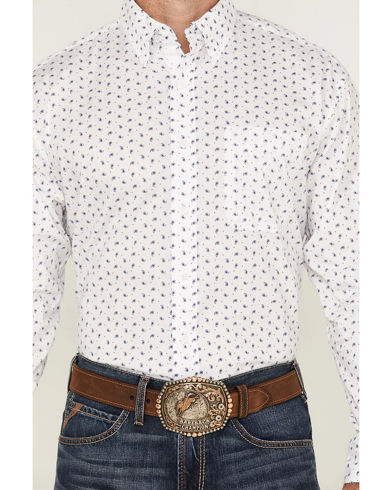 George Strait by Wrangler Men's Paisley Print Long Sleeve Button-Down Stretch Western Shirt