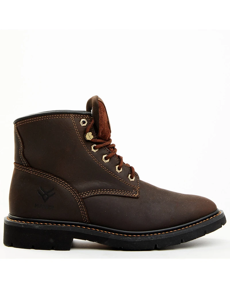 Hawx Men's 6" Oily Crazy Horse Lace-Up Soft Work Boots - Round Toe
