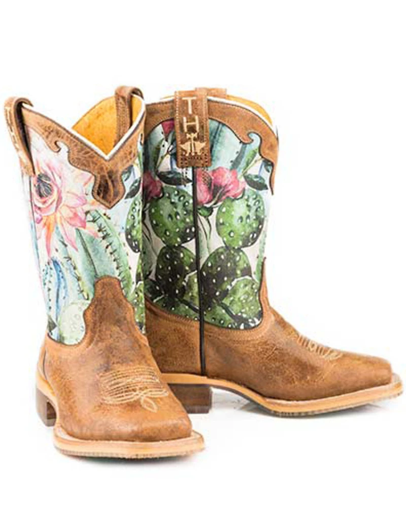 Tin Haul Girls' Cactilicious Embroidered Western Boots - Square Toe