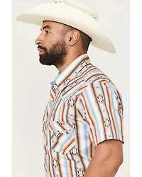 Rock & Roll Denim Men's Southwestern Striped Print Short Sleeve Snap Stretch Western Shirt