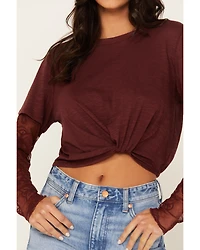Jolt Women's Lace Trim Long Sleeve Shirt