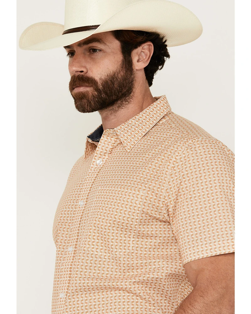 Cody James Men's Gold Coast Geo Print Short Sleeve Button-Down Stretch Western Shirt
