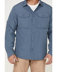 Brothers and Sons Men's Dobby Performance Long Sleeve Button-Down Western Shirt
