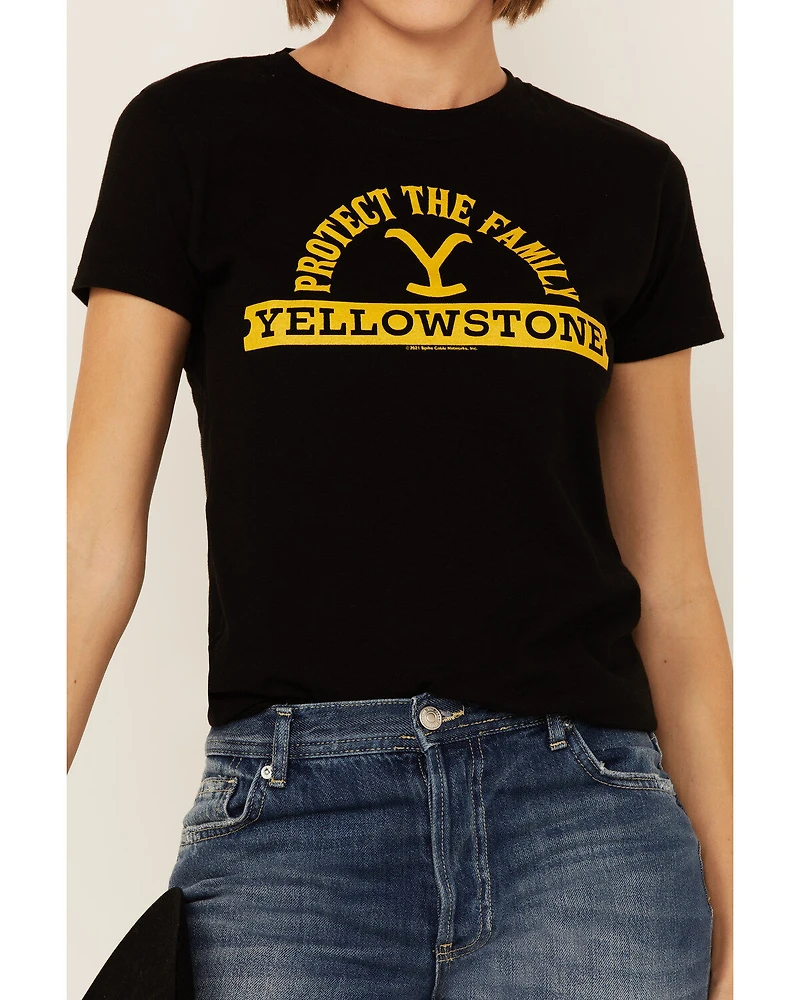 Paramount Network’s Yellowstone Women's Black Protect The Family Graphic Short Sleeve Tee