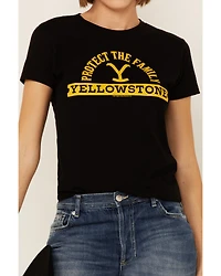 Paramount Network’s Yellowstone Women's Black Protect The Family Graphic Short Sleeve Tee
