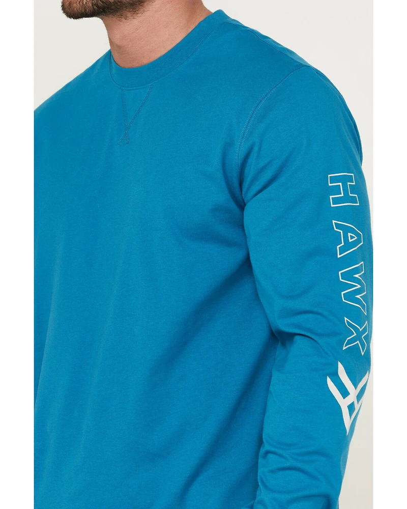 Hawx Men's Long Sleeve Knit Solid Logo Work T-Shirt