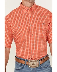 George Strait by Wrangler Men's Plaid Print Short Sleeve Button-Down Stretch Western Shirt