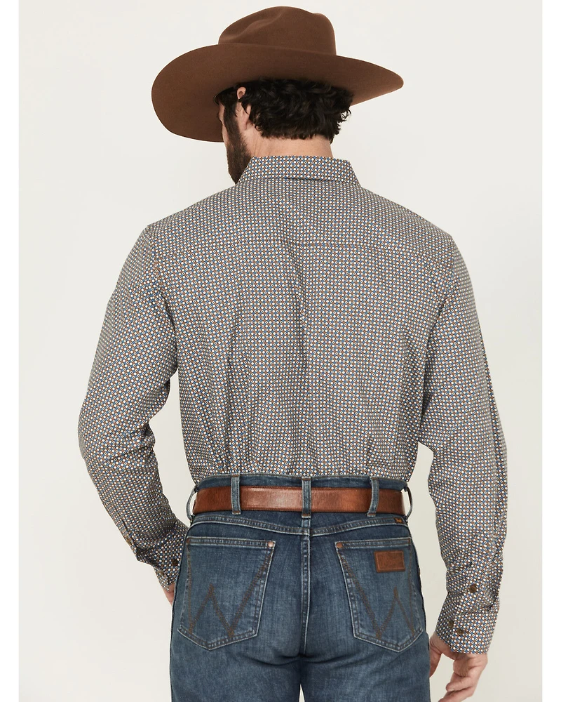 Gibson Trading Co Men's Orbit Geo Print Long Sleeve Button-Down Stretch Western Shirt