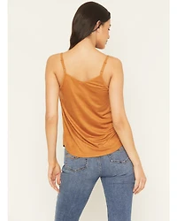 Shyanne Women's Solid Faux Suede Sleeveless Crochet Tank Top