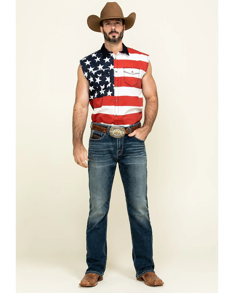 Cody James Men's American Flag Bubba Sleeveless Western Shirt