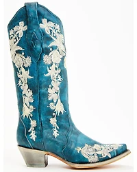 Corral Women's Floral Embroidered & Rhinestone Studded Western Boots - Snip Toe