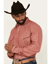 Wrangler Men's Vintage Chambray Solid Long Sleeve Snap Western Shirt
