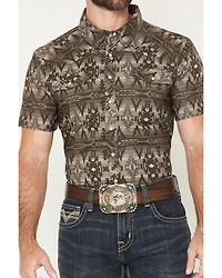 Rock & Roll Denim Men's Tek Southwestern Print Short Sleeve Snap Stretch Western Shirt