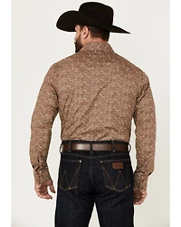 Rock & Roll Denim Men's Longhorn Print Long Sleeve Pearl Snap Stretch Western Shirt