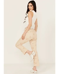 Driftwood Women's Roxy X Provence High Rise Floral Embroidered Cropped Straight Denim Jeans