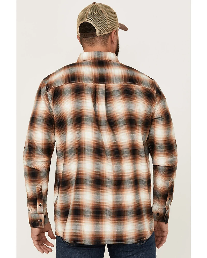 Cody James Men's Hombre Plaid Print Long Sleeve Button-Down Stretch Western Shirt
