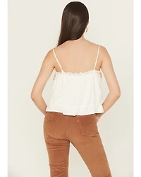Miss Me Women's Floral Embroidered Cropped Tank Top