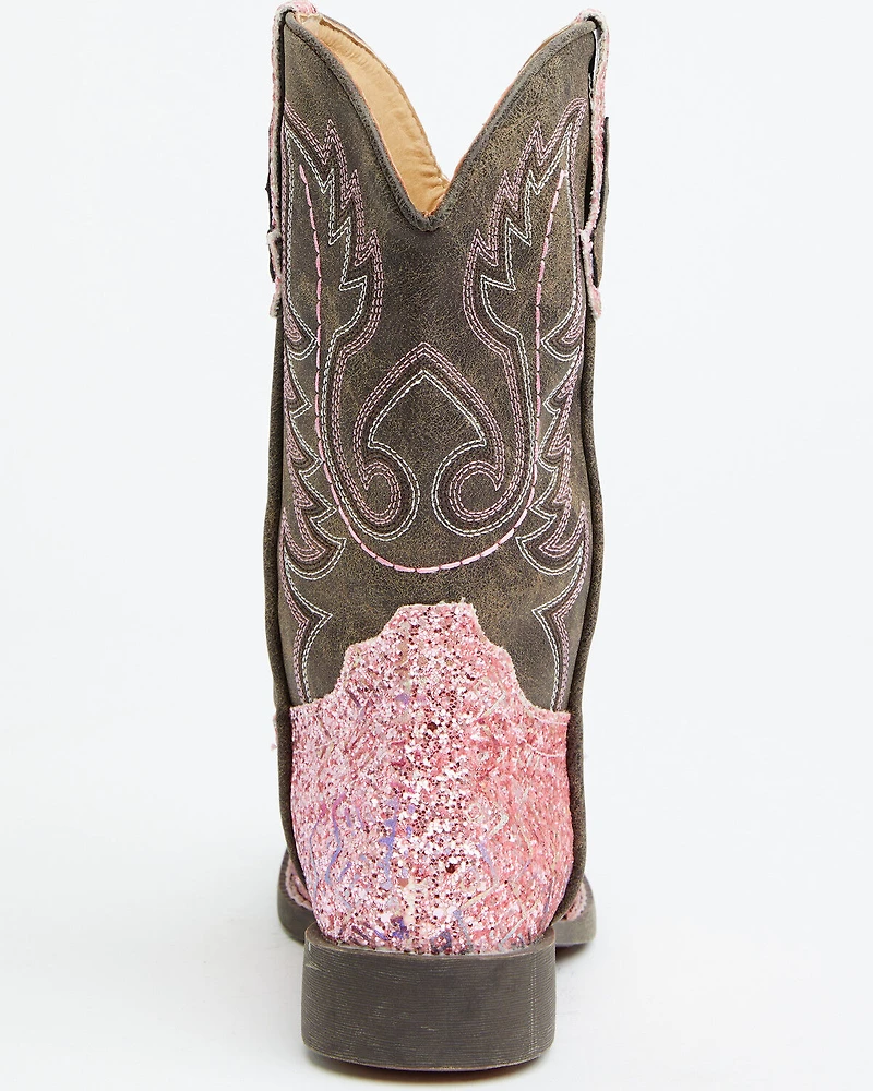 Roper Little Girls' Glitter Southwest Western Boots - Square Toe
