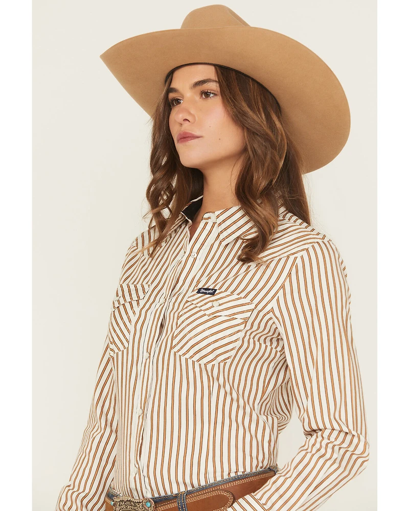 Wrangler Retro Women's Vertical Striped Long Sleeve Snap Western Shirt