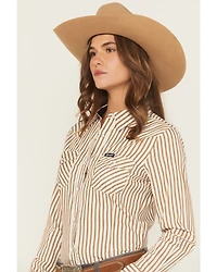 Wrangler Retro Women's Vertical Striped Long Sleeve Snap Western Shirt